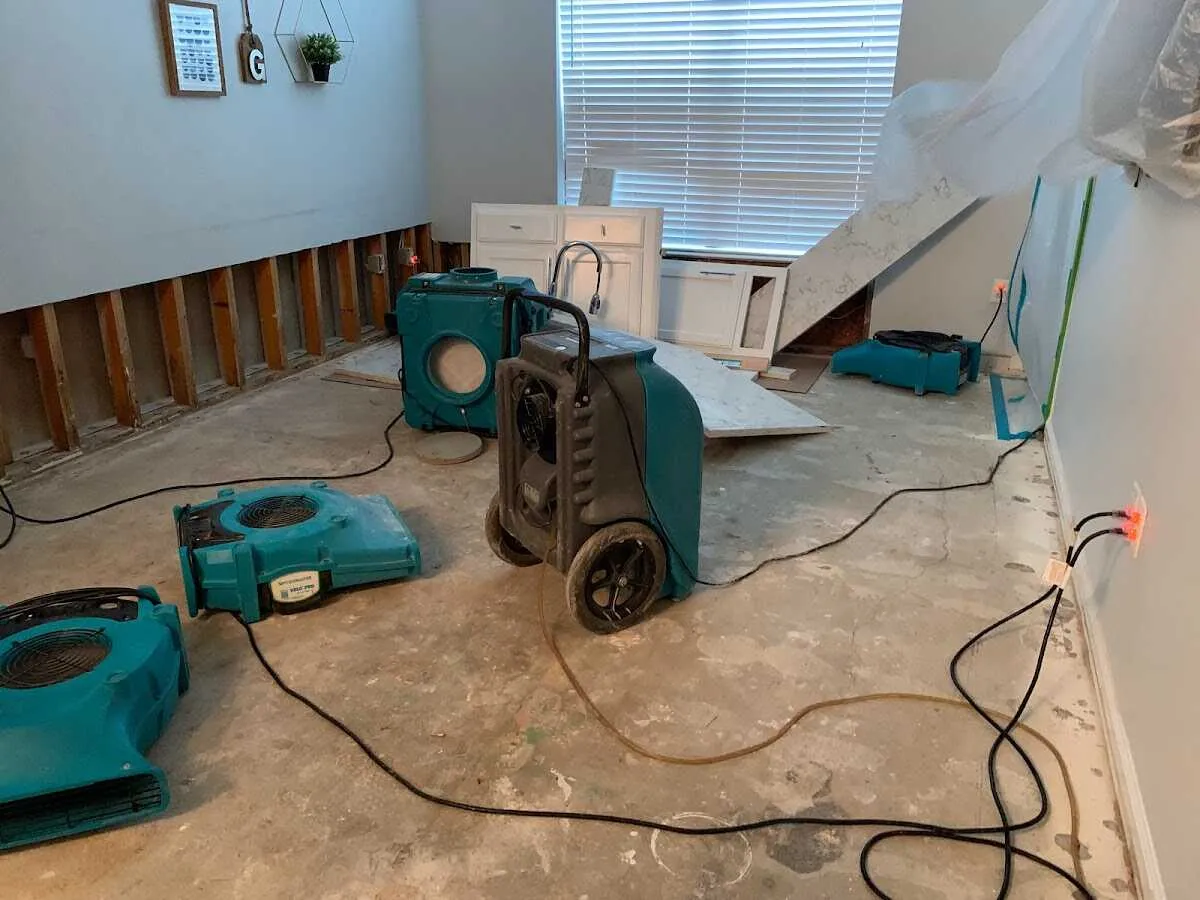 Dehumidifier in flood-cut room for Water Damage Restoration in West Hattiesburg